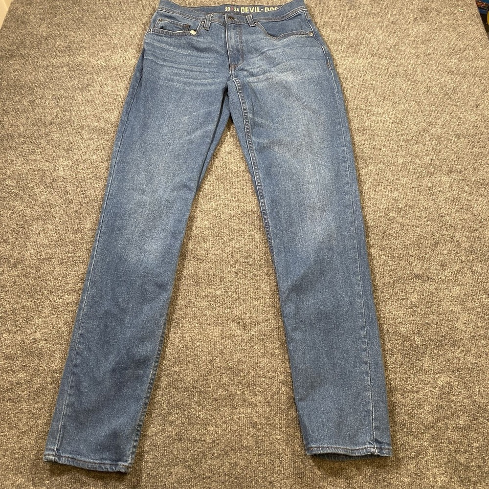 Devil Dog Athletic Fit Sanforized Denim Jeans Mens 30x34 Stretch Workwear Retro